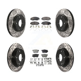 Front Rear Coated Drilled Slot Disc Brake Rotors Ceramic Pad Kit For Honda Civic