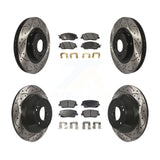 Front Rear Drilled Slot Brake Rotor Ceramic Pad Kit For Hyundai Santa Fe XL 3.3L