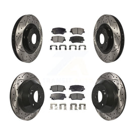 Front Rear Drill Slot Brake Rotor Ceramic Pad Kit For Hyundai Santa Fe Sport Kia
