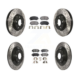 Front Rear Coated Drilled Slot Disc Brake Rotor & Ceramic Pad Kit For Mazda CX-5
