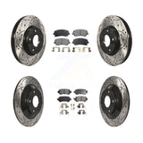 Front Rear Coated Drilled Slot Disc Brake Rotor & Ceramic Pad Kit For Mazda CX-5