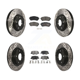 Front Rear Coated Drilled Slotted Disc Brake Rotor & Ceramic Pad Kit For Mazda 6