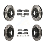 Front Rear Coated Drilled Slotted Disc Brake Rotor & Ceramic Pad Kit For Mazda 6