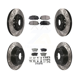 [Front+Rear] 2016 Acura ILX Performance Drilled & Slotted Brake Rotor & Ceramic Pads Kit For Max Braking