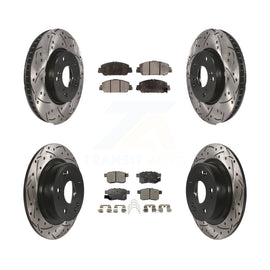 Front Rear Coated Drilled Slot Disc Brake Rotor Ceramic Pad Kit For Honda Accord