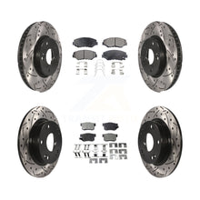 Charger l'image dans la galerie, Front Rear Coated Drilled Slot Disc Brake Rotors Ceramic Pad Kit For Honda Civic