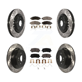 [Front+Rear] 2014-2016 Acura MDX Performance Drilled & Slotted Brake Rotor & Ceramic Pads Kit For Max Braking
