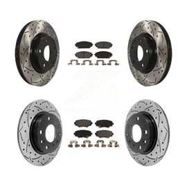 Front Rear Drilled Slot Disc Brake Rotors Ceramic Pad Kit For Mazda 3 Sport 2.5L
