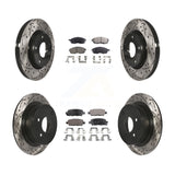 Front Rear Coated Drill Slot Disc Brake Rotors Ceramic Pad Kit For Nissan Sentra