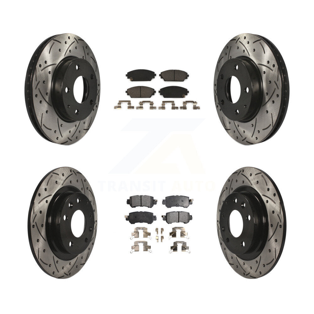 [Front+Rear] 2016-2018 Mazda CX-3 FWD Performance Drilled & Slotted Brake Rotor & Ceramic Pads Kit For Max Braking