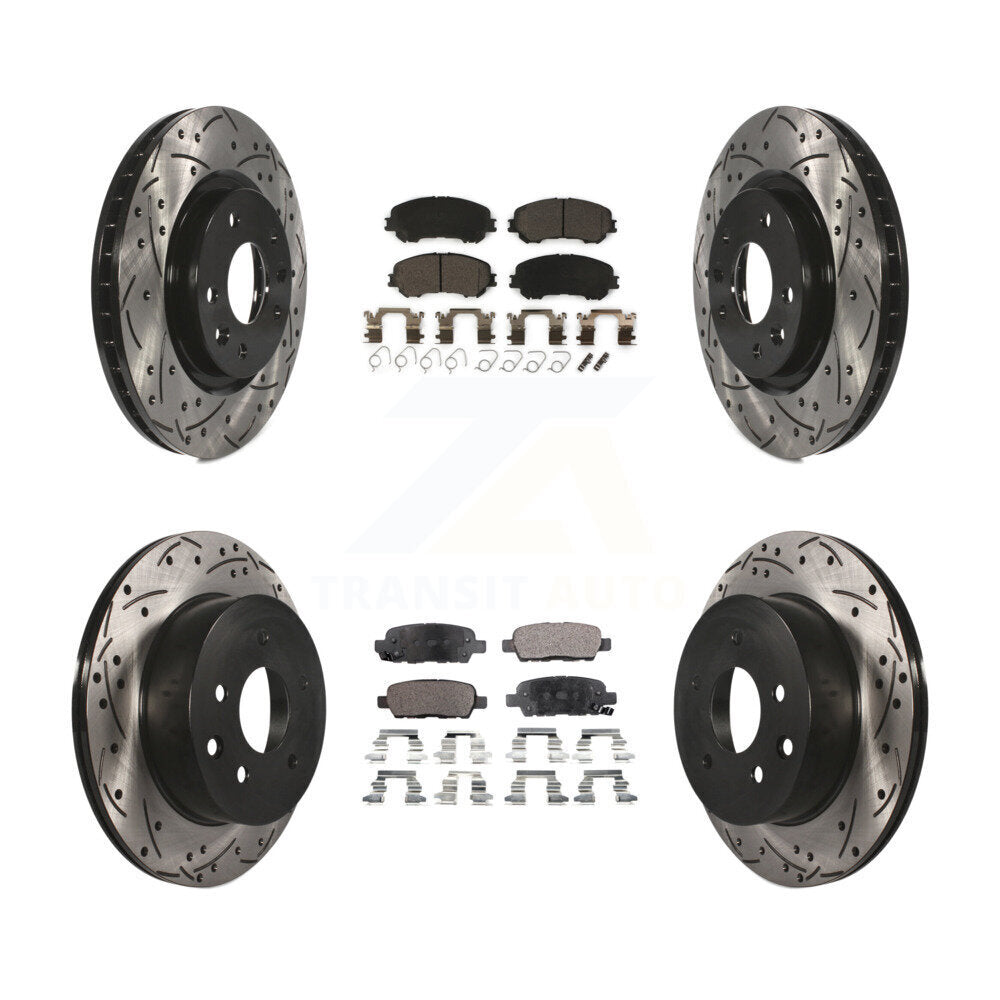 Front Rear Drill Slot Brake Rotor Ceramic Pad Kit For Nissan Rogue Sport Qashqai