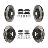 Front Rear Coated Drilled Slot Disc Brake Rotor Ceramic Pad Kit For Nissan Rogue