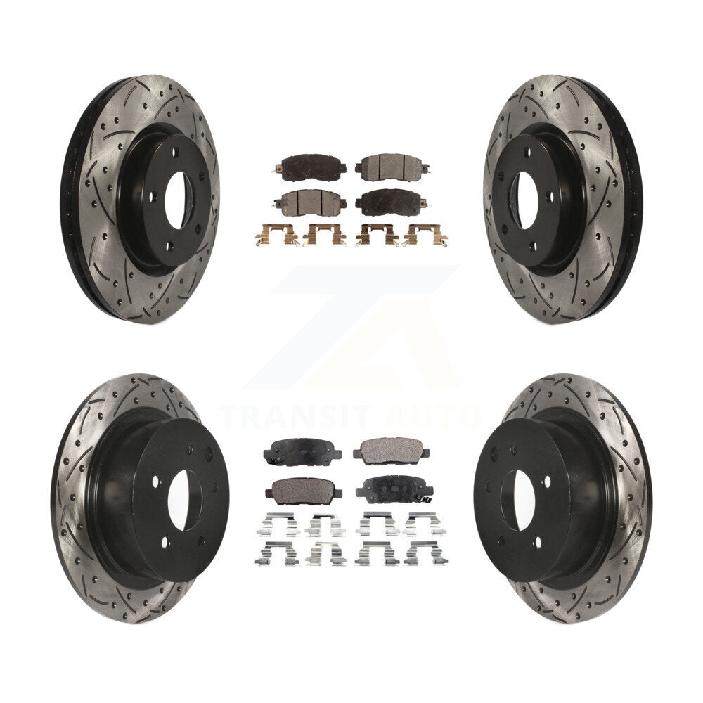 Front Rear Coated Drill Slot Disc Brake Rotors Ceramic Pad Kit For Nissan Altima