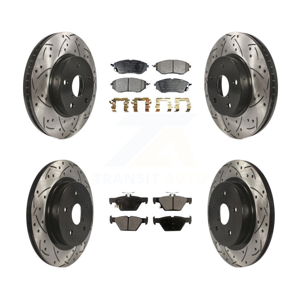 [Front+Rear] 2015 Subaru Legacy 2.5L Performance Drilled & Slotted Brake Rotor & Ceramic Pads Kit For Max Braking