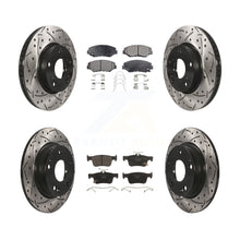 Charger l&#39;image dans la galerie, Front Rear Coated Drilled Slot Disc Brake Rotors Ceramic Pad Kit For Honda Civic