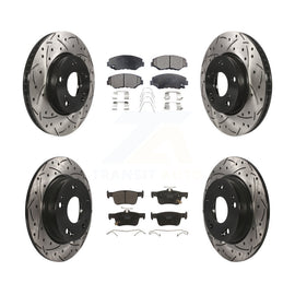 Front Rear Coated Drilled Slot Disc Brake Rotors Ceramic Pad Kit For Honda Civic