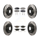 Front Rear Coated Drilled Slot Disc Brake Rotors Ceramic Pad Kit For Honda Civic