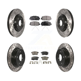 Front Rear Coated Drilled Slot Disc Brake Rotor Ceramic Pad Kit For Honda Accord