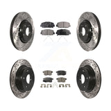 Front Rear Coated Drilled Slot Disc Brake Rotor Ceramic Pad Kit For Honda Accord