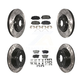 [Front+Rear] 2017-2022 Acura ILX Performance Drilled & Slotted Brake Rotor & Ceramic Pads Kit For Max Braking