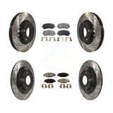 Front Rear Coated Drilled Slot Disc Brake Rotor & Ceramic Pad Kit For Mazda CX-5