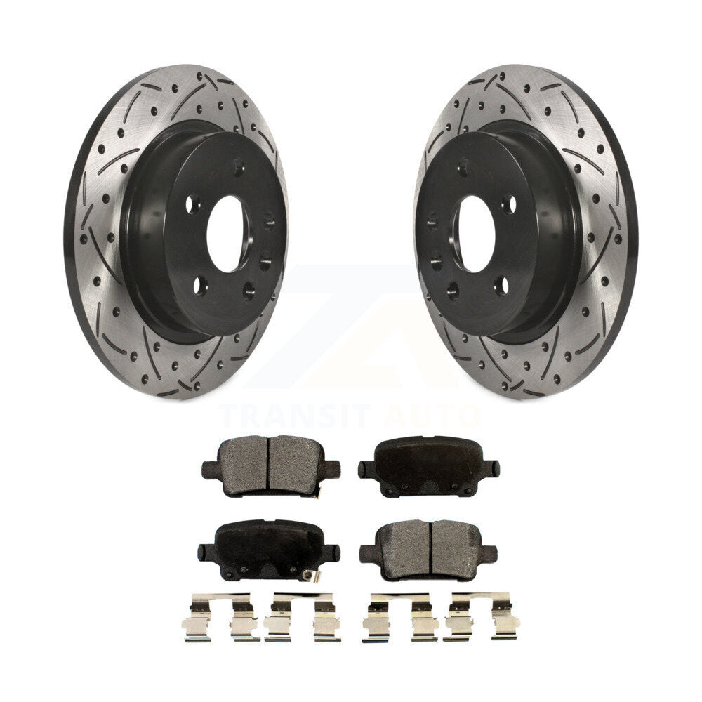 Rear Coated Drilled Slotted Disc Brake Rotor Ceramic Pad Kit For Chevrolet Cruze