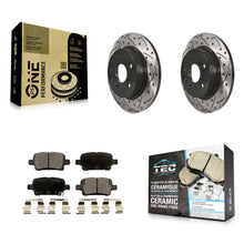 Charger l'image dans la galerie, Rear Coated Drilled Slotted Disc Brake Rotor Ceramic Pad Kit For Chevrolet Cruze