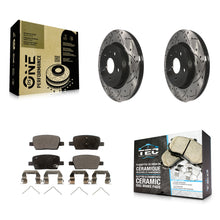 Charger l'image dans la galerie, Rear Drilled Slot Brake Rotors Ceramic Pad Kit For Chevrolet Camaro Cadillac CT6