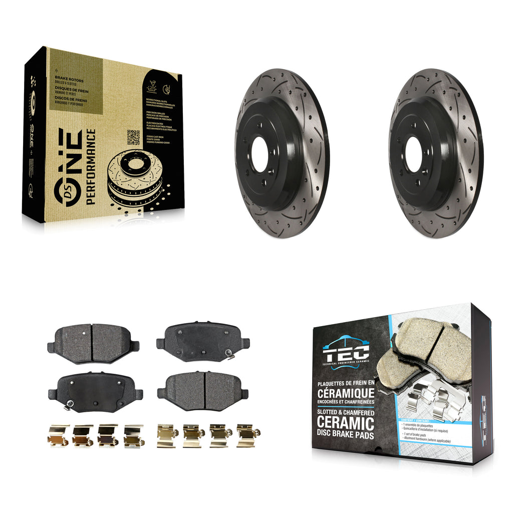 Rear Drilled Slot Disc Brake Rotor & Ceramic Pad Kit For 2016 Ford Explorer Base