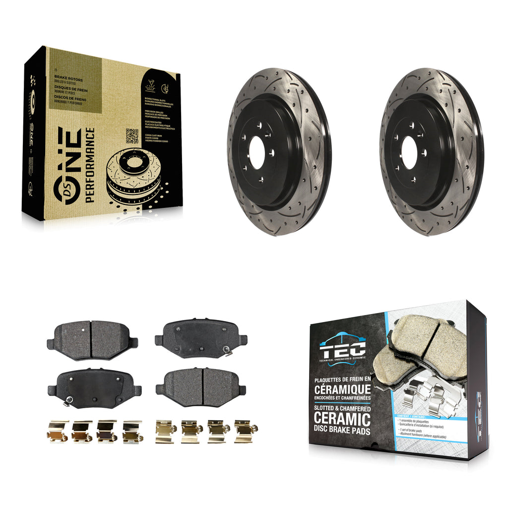 Rear Drill Slot Brake Rotor Ceramic Pad Kit For Ford Explorer Taurus Flex Police