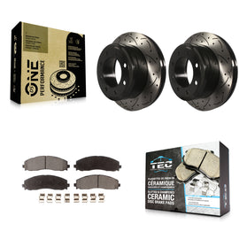 Rear Drill Slot Disc Brake Rotor Ceramic Pad Kit For Ford F-250 Super Duty F-350