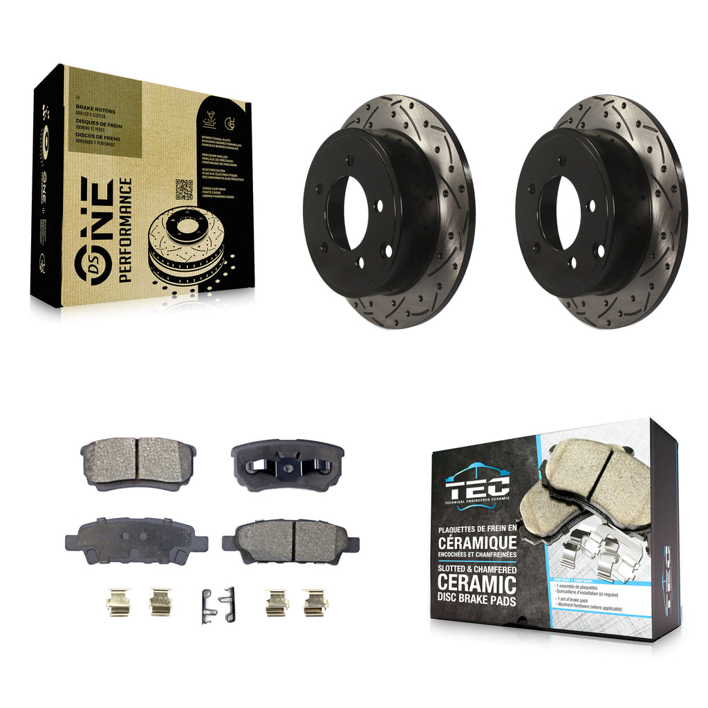 Rear Drill Slot Brake Rotors Ceramic Pad Kit For Jeep Dodge Patriot Chrysler 200