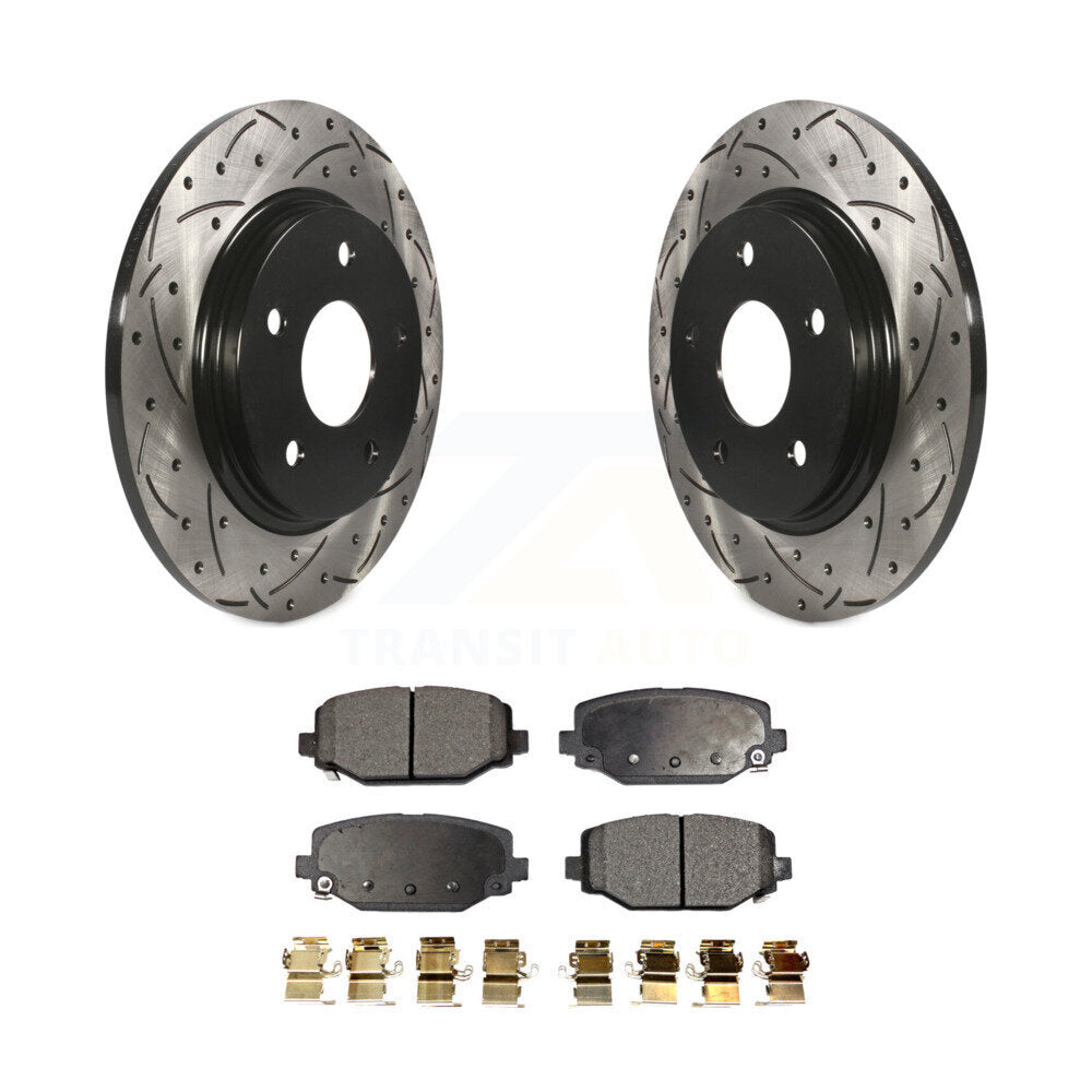 Rear Coated Drill Slot Disc Brake Rotors Ceramic Pad Kit For Dodge Grand Caravan