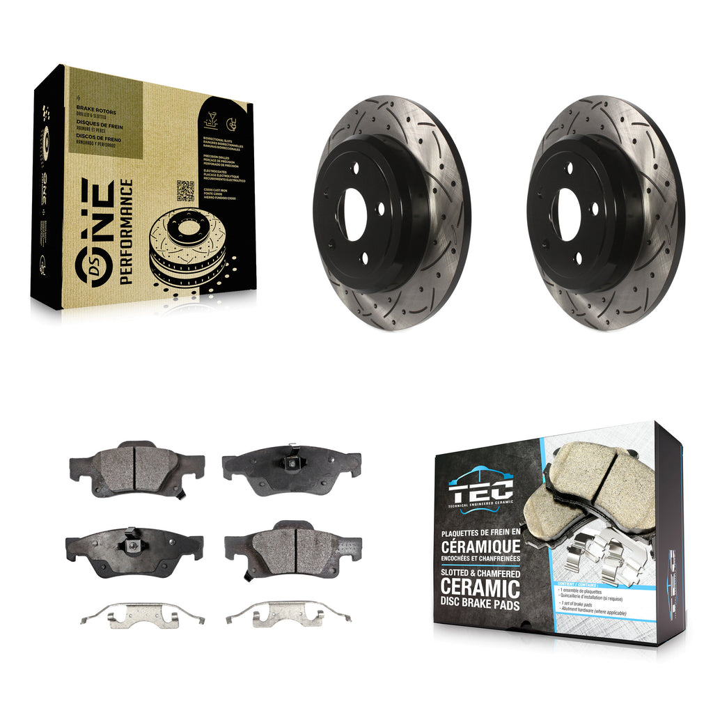 Rear Drilled Slot Disc Brake Rotor Ceramic Pad Kit For Jeep Grand Cherokee Dodge