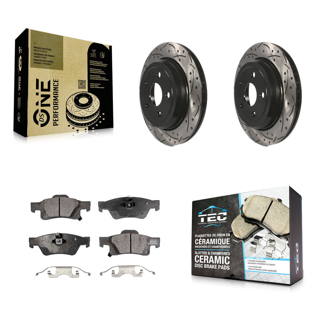 Rear Drilled Slot Brake Rotor & Ceramic Pad Kit For Jeep Grand Cherokee Dodge WK