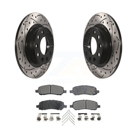 [Rear] 2013-2016 Dodge Dart Performance Drilled & Slotted Brake Rotor & Ceramic Pads Kit For Max Braking