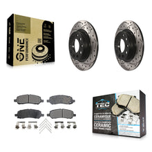 Charger l'image dans la galerie, [Rear] 2013-2016 Dodge Dart Performance Drilled &amp; Slotted Brake Rotor &amp; Ceramic Pads Kit For Max Braking