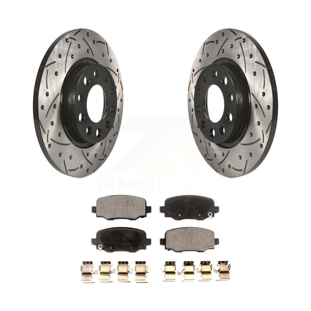 Rear Drill Slot Disc Brake Rotors Ceramic Pad Kit For Jeep Cherokee Chrysler 200