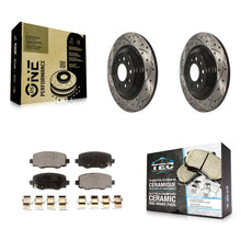 Charger l'image dans la galerie, Rear Coated Drilled Slotted Disc Brake Rotor &amp; Ceramic Pad Kit For Jeep Cherokee