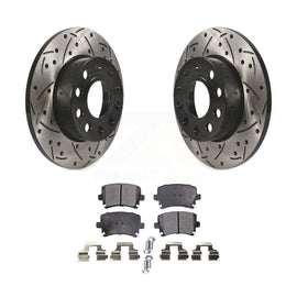 Rear Drill Slot Brake Rotors Ceramic Pad Kit For Volkswagen Jetta Rabbit Audi A3