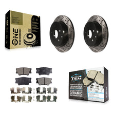Charger l'image dans la galerie, Rear Drilled Slot Disc Brake Rotors Ceramic Pad Kit For Toyota RAV4 Lexus HS250h