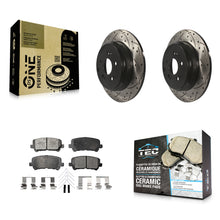 Charger l'image dans la galerie, Rear Drilled Slot Brake Rotors Ceramic Pad Kit For Honda Odyssey Pilot Acura MDX