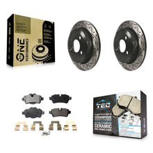 Charger l'image dans la galerie, Rear Coated Drilled Slotted Disc Brake Rotor And Ceramic Pad Kit For Mini Cooper