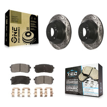 Load image into Gallery viewer, [Rear] 2015-2021 Kia Sedona Performance Drilled &amp; Slotted Brake Rotor &amp; Ceramic Pads Kit For Max Braking