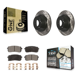 [Rear] 2015-2021 Kia Sedona Performance Drilled & Slotted Brake Rotor & Ceramic Pads Kit For Max Braking