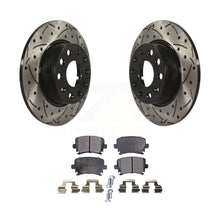 Charger l&#39;image dans la galerie, Rear Coated Drilled Slotted Disc Brake Rotors Ceramic Pad Kit For Volkswagen GTI