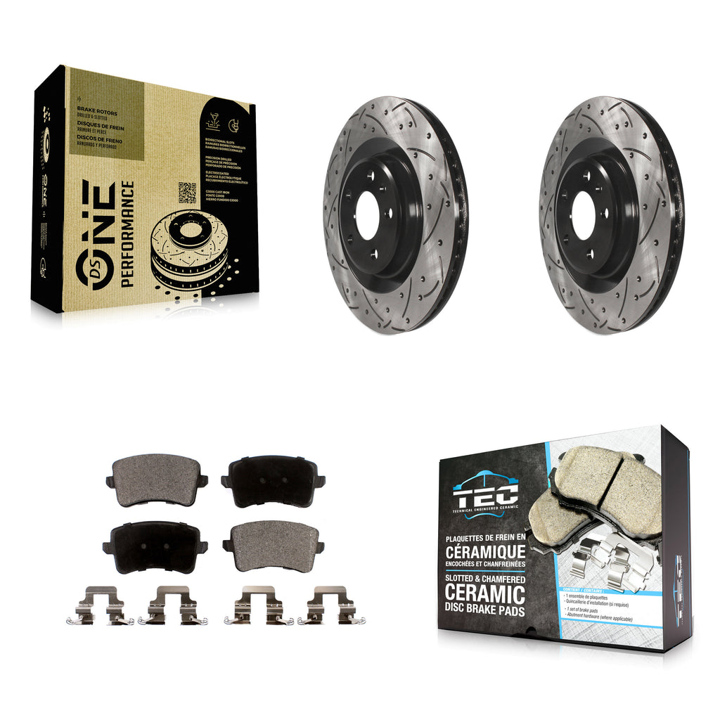 Rear Drilled Slot Brake Rotor & Ceramic Pad Kit For Audi Q5 A5 SQ5 Quattro S5 A4