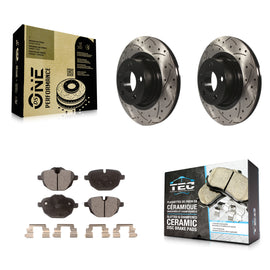 Rear Coated Drilled Slotted Disc Brake Rotors And Ceramic Pads Kit For BMW X3 X4