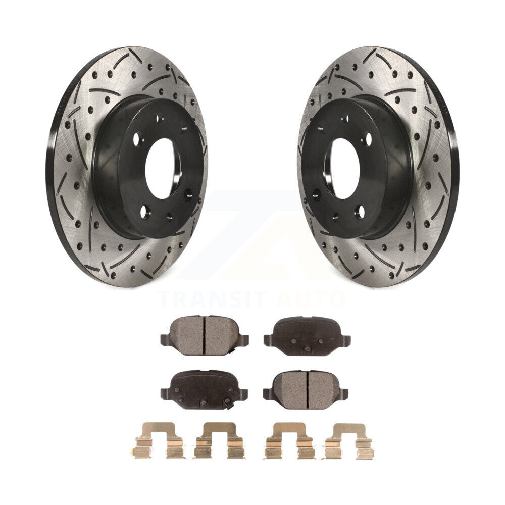 Rear Coated Drilled Slotted Disc Brake Rotors And Ceramic Pads Kit For Fiat 500