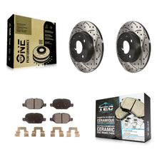 Load image into Gallery viewer, Rear Coated Drilled Slotted Disc Brake Rotors And Ceramic Pads Kit For Fiat 500